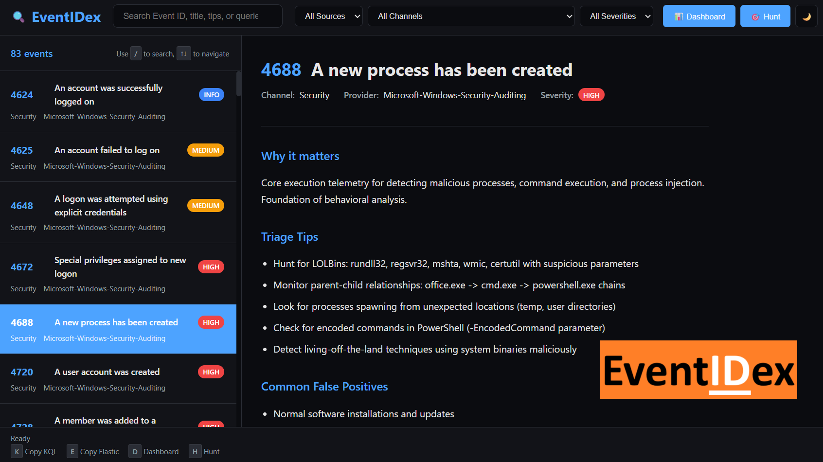 EventIDex - Windows Security Event ID Reference Tool